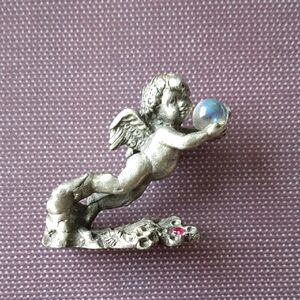 Sunglo Vintage Silver Pewter Mini Angel Cherub Figurine